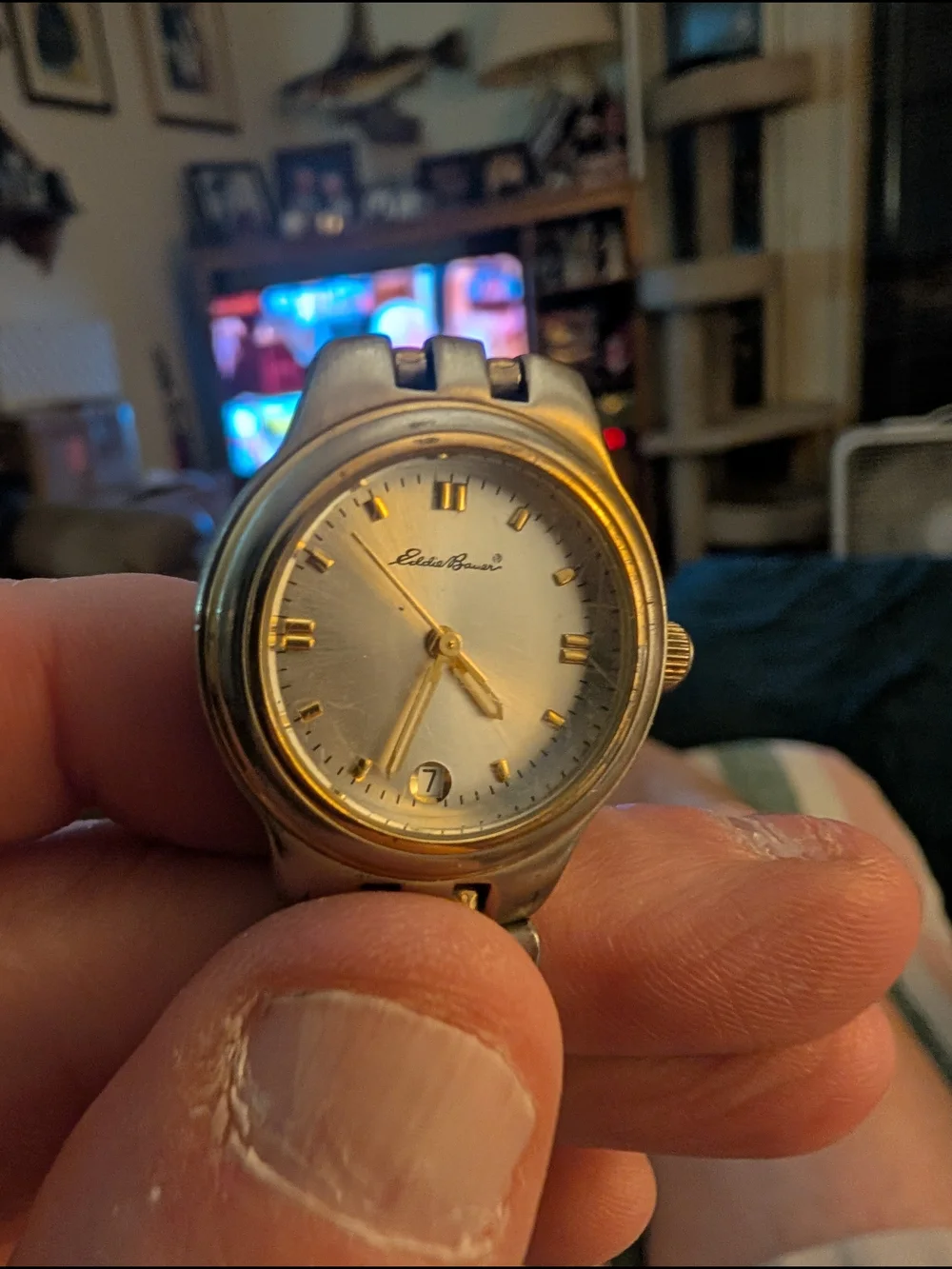 Eddie Bauer Silver and Gold Two-Tone Analog Watch With Brand New Battery In It